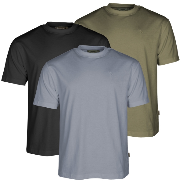 T-shirts 3-pack olijf/lichtblauw/zwart