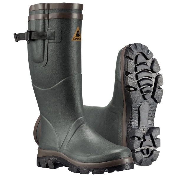 Rubberen laarzen met gesp olijf/bruin