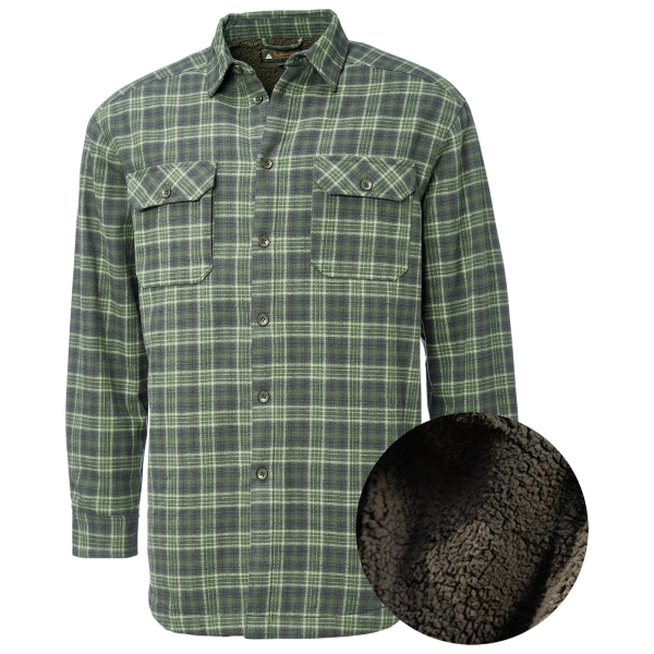 Geruit flanellen overhemd met teddyvoering groen/donkerblauw