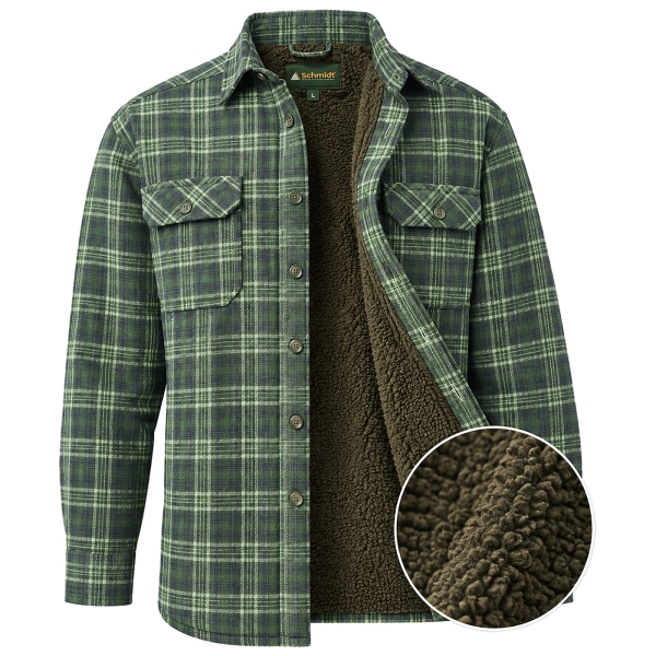 Geruit flanellen overhemd met teddyvoering groen/donkerblauw