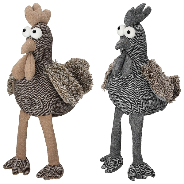 Deurstopper kip set van 2 grijs + bruin