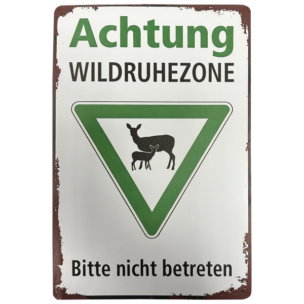 Tinnen bord "Attentie wilde dieren"
