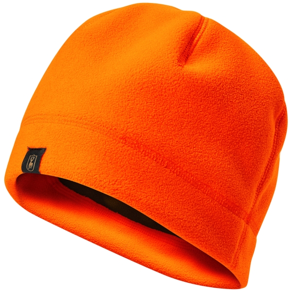 Fleece muts/beanie oranje/olijfgroen