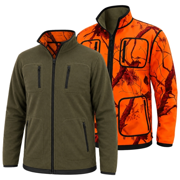 Arnsberg fleece-omkeerbaar jack met membraan, olijfgroen/oranje camouflage