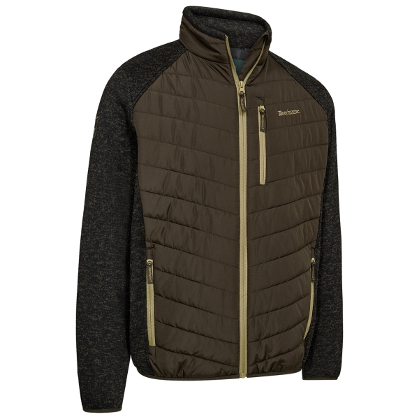 Gewatteerd gewatteerd jack Moor met gebreide fleece inzet donkerbruin/bruin