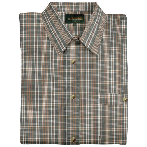 Geruit overhemd korte mouw olijfbruin