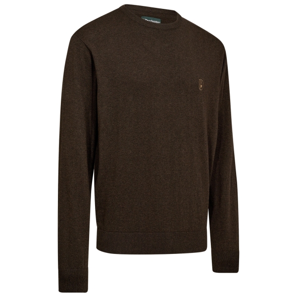 Harrington-trui met ronde hals, bruin gemêleerd