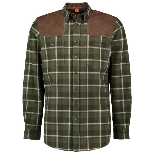 Collin geruit overhemd met imitatieleer olijfbruin/bruin