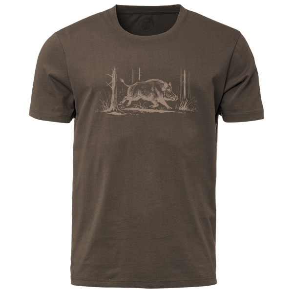 T-shirt Wild zwijn in het jachtgebied bruin/beige
