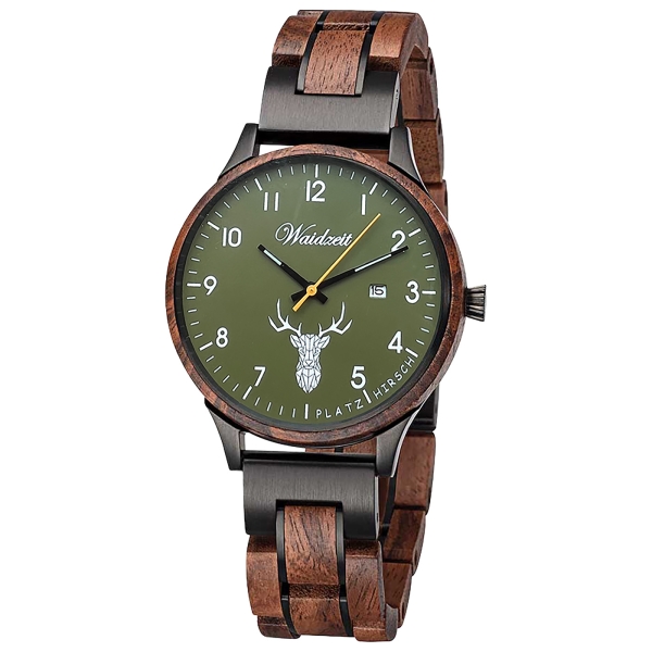 Hubertus herenhorloge met houten band