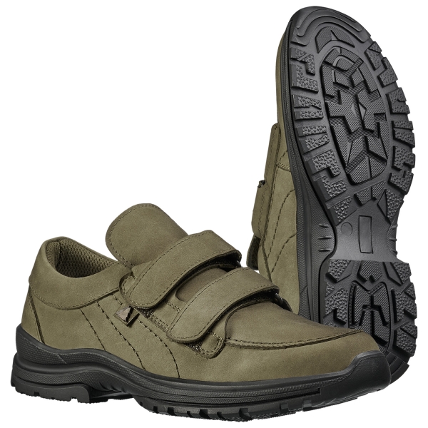 Jachtlaars nubuck leer met klittenband olijf