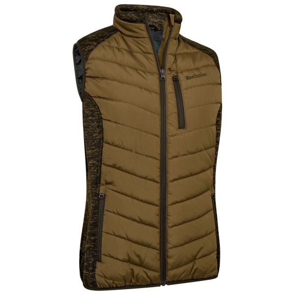 Lady Moor gewatteerd vest met gebreide fleece inzet lichtbruin/bruin