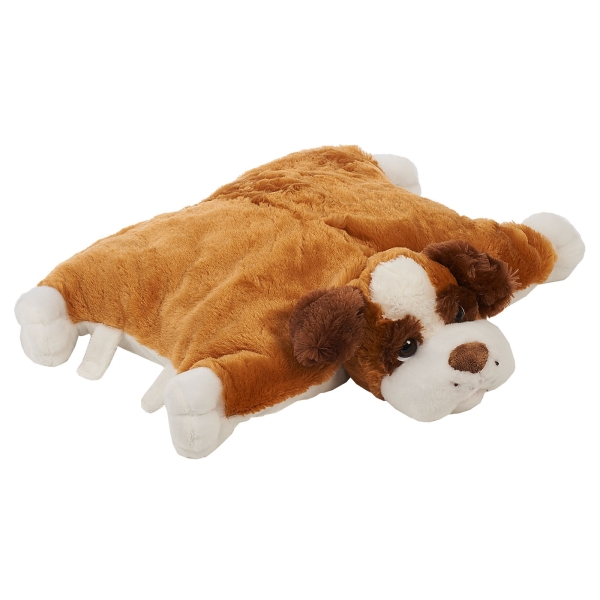 Pluche kussen hond bruin/wit