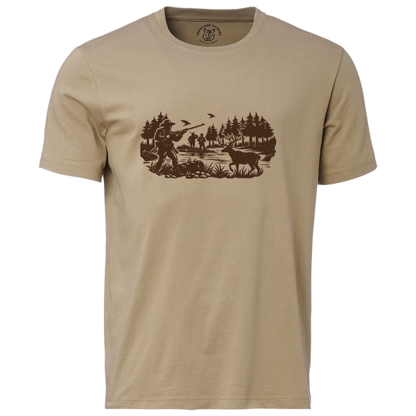 T-shirt op jacht beige/bruin