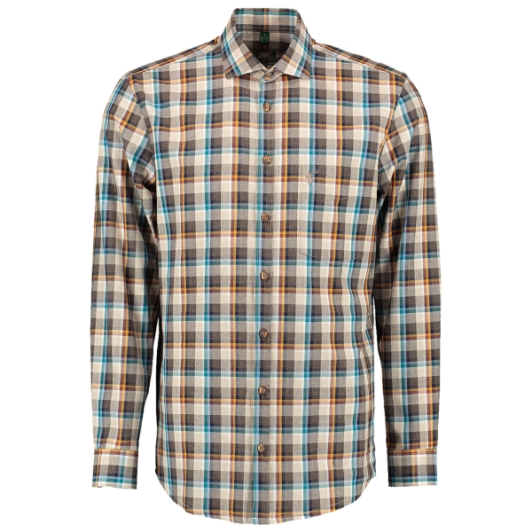 Geruit overhemd olijf/oranje/blauw