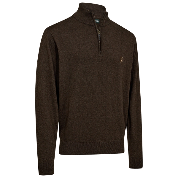 Gebreide troyer Harrington, bruin gemêleerd