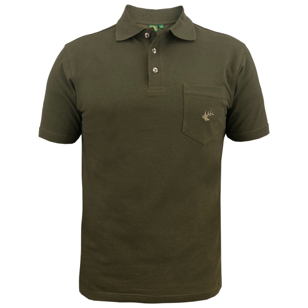 Poloshirt hertenkop olijf