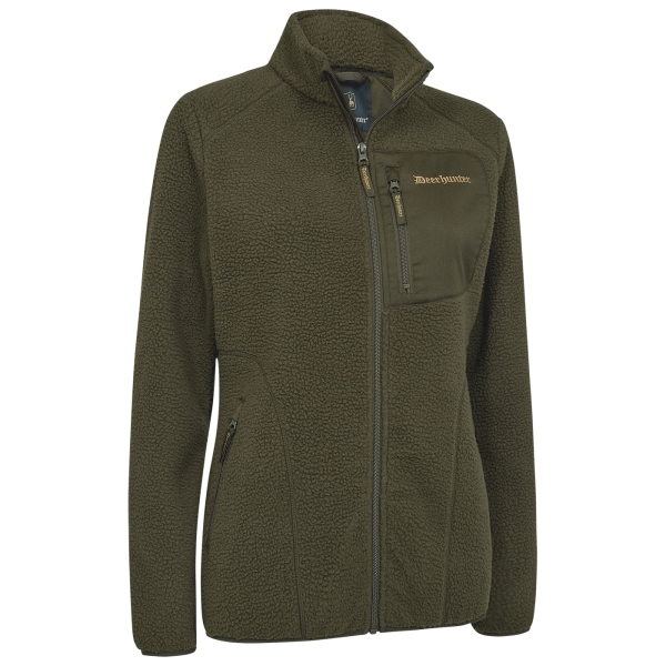 Dames fiber bontjas Atlas olijf