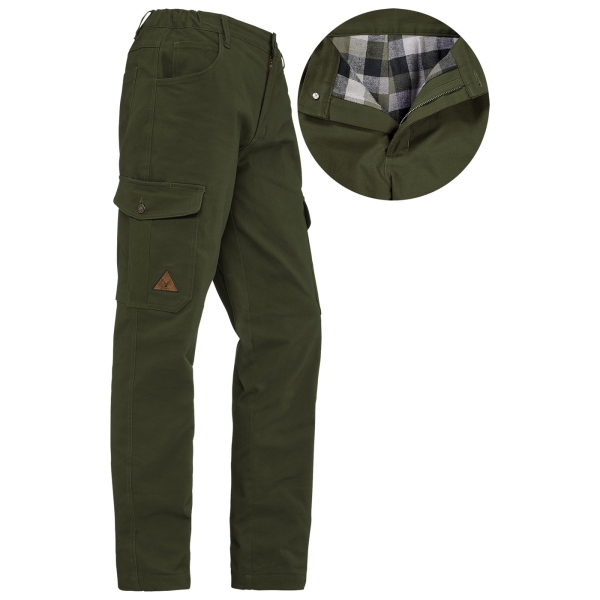 Thermo comfort jeans met flanellen voering olijf