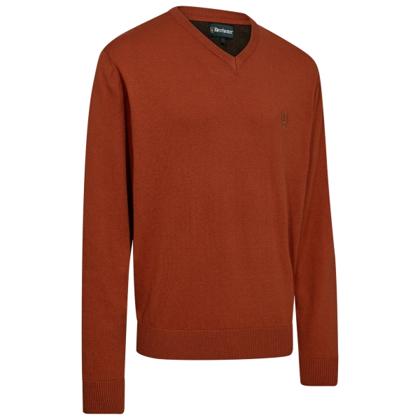 Harrington-trui met V-hals, roestrood