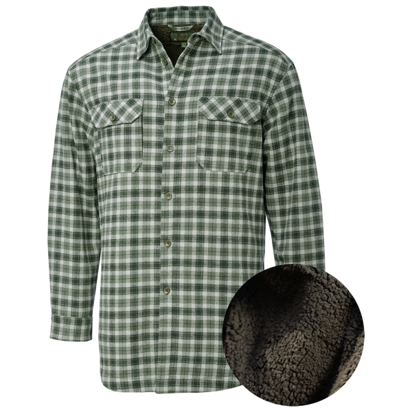 Geruit flanellen overhemd met teddyvoering olijf/grijs