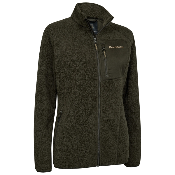 Dames fiber bontjas Atlas olijf