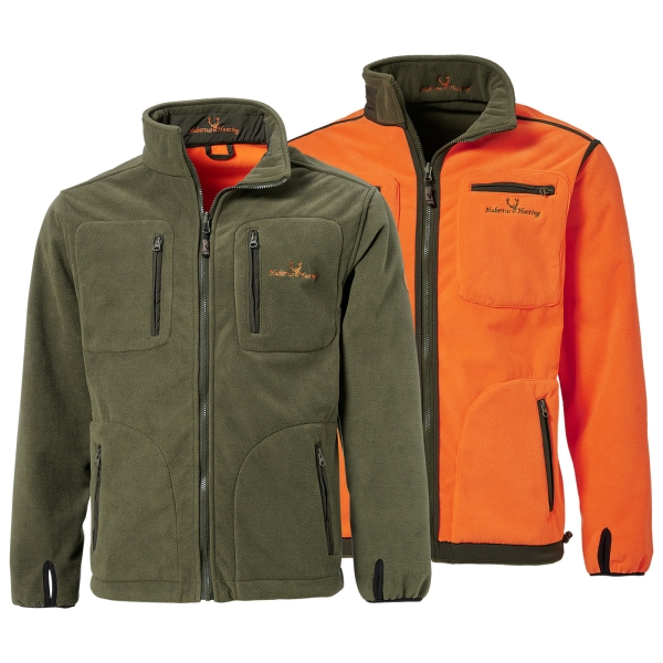Warn omkeerbaar fleecejack Windblocker olijf/oranje