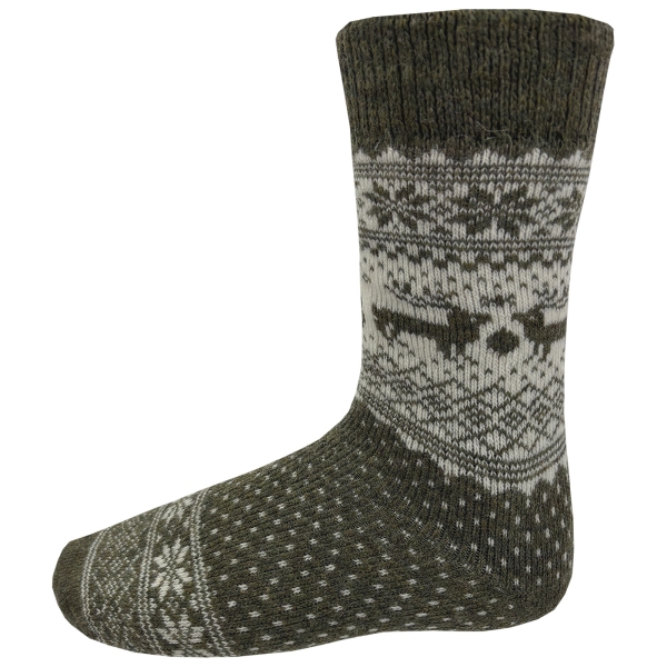 Noorse sokken met merino/alpaca wol 2-pack groen/wit