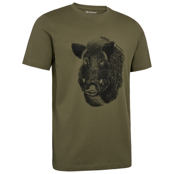 T-shirt Jaxon met print olijf/zwart