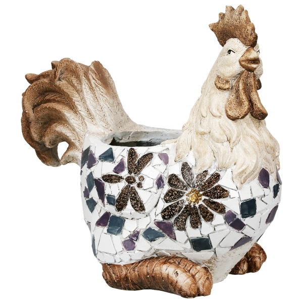 Mozaïek plantenbak haan