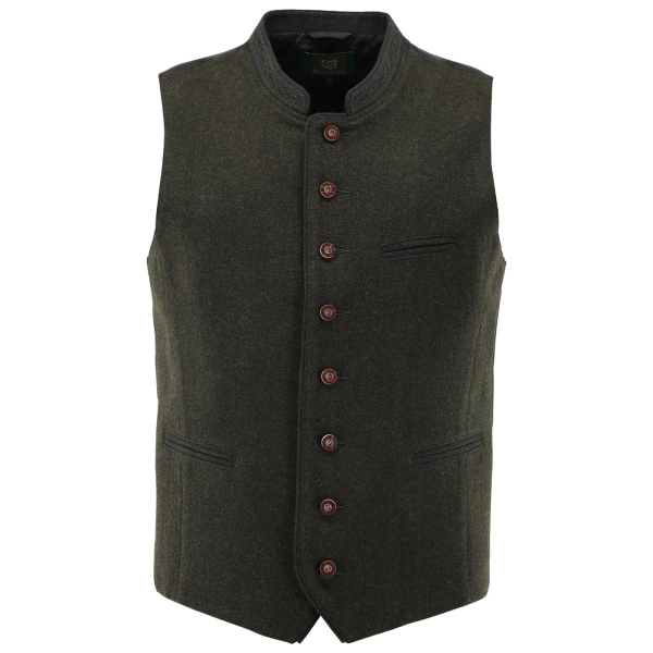 Traditioneel vest met opstaande kraag, olijfgroen
