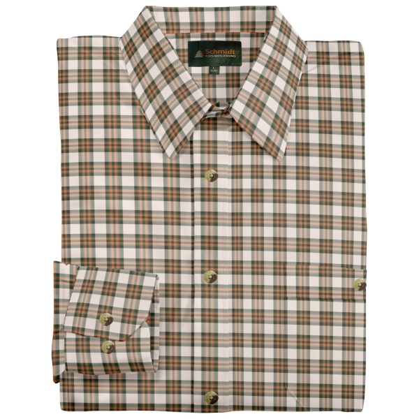 Geruit overhemd olijf/beige/oranje