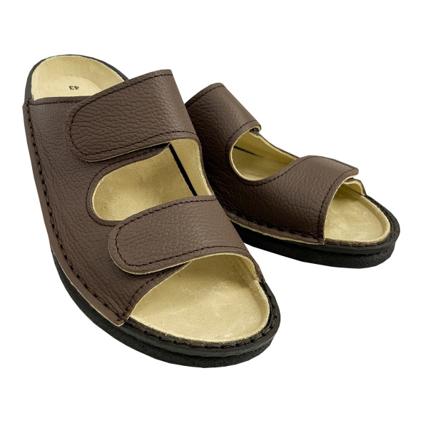 Slipper / Sandaal met klittenband bruin