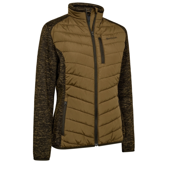 Gewatteerd dames gewatteerd jack Lady Moor met gebreide fleece inzet lichtbruin/bruin