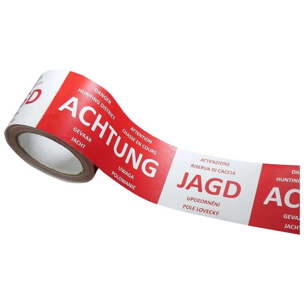 Afzetlint in 7 talen "Attentie jacht" rood/wit