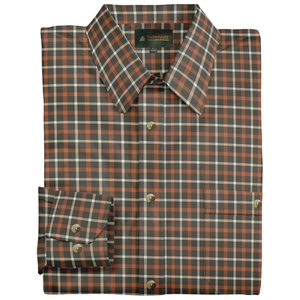 Ruitjesoverhemd olijf/oranje