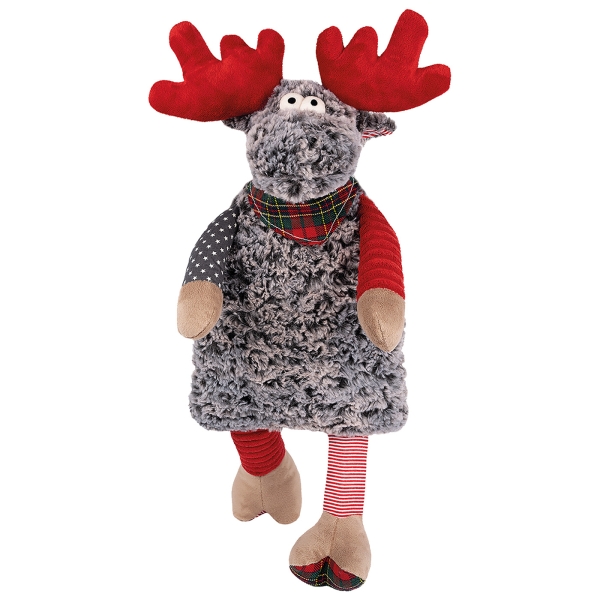 Warmwaterkruik knuffel eland Rudolph grijs/rood/beige