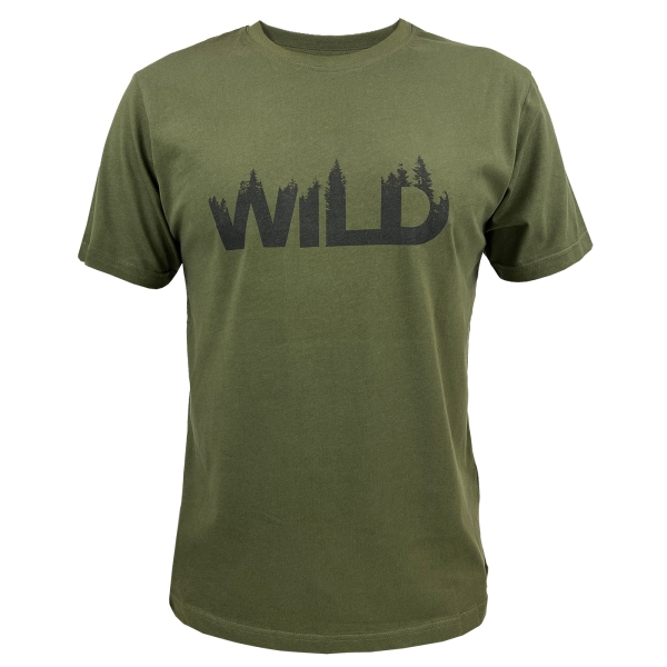 T-shirt met WILD opdruk olijf/zwart