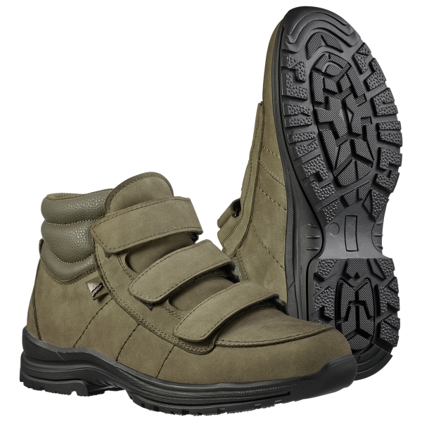 Jachtlaarzen nubuckleer met klittenband olijf